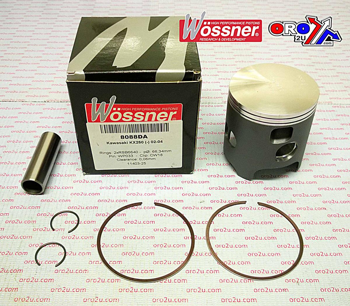 PISTON KIT 02-04 KX250 66.40 B, WOSSNER 8088DB KAWASAKI MX