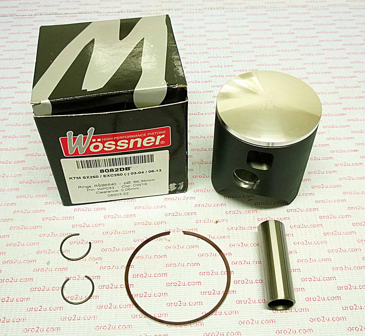 PISTON KIT 03-04 KTM250 66.40, WOSSNE 8082DA FORGED MX 55430007000