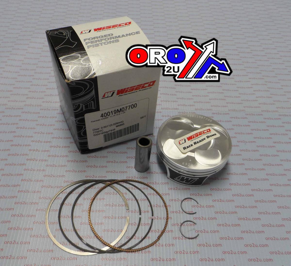 PISTON KIT 11-14 KX250F 77mm, WISECO 40019M07700B COMP 13.5:1