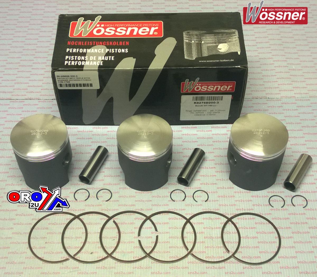 PISTON KIT SET/3 TRIPLE GT750, WOSSNER K8276D200-3 72.00mm