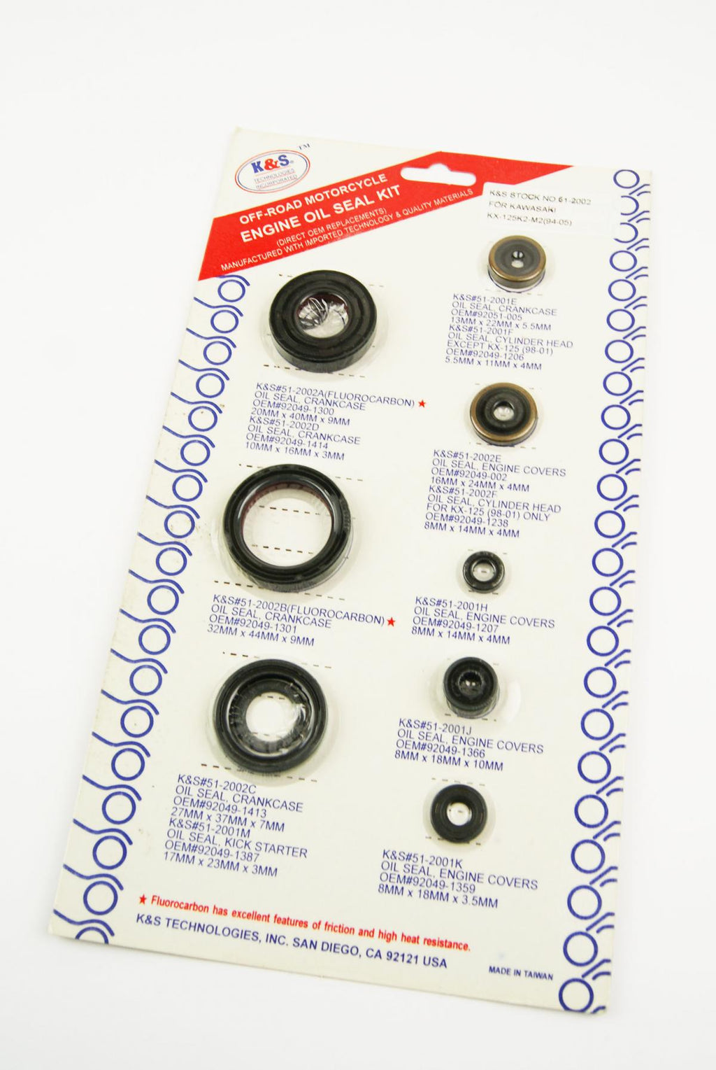 OIL SEAL SET 94-05 KX125 12pcs, K&S 51-2002 ENGINE SET, KS51-2002