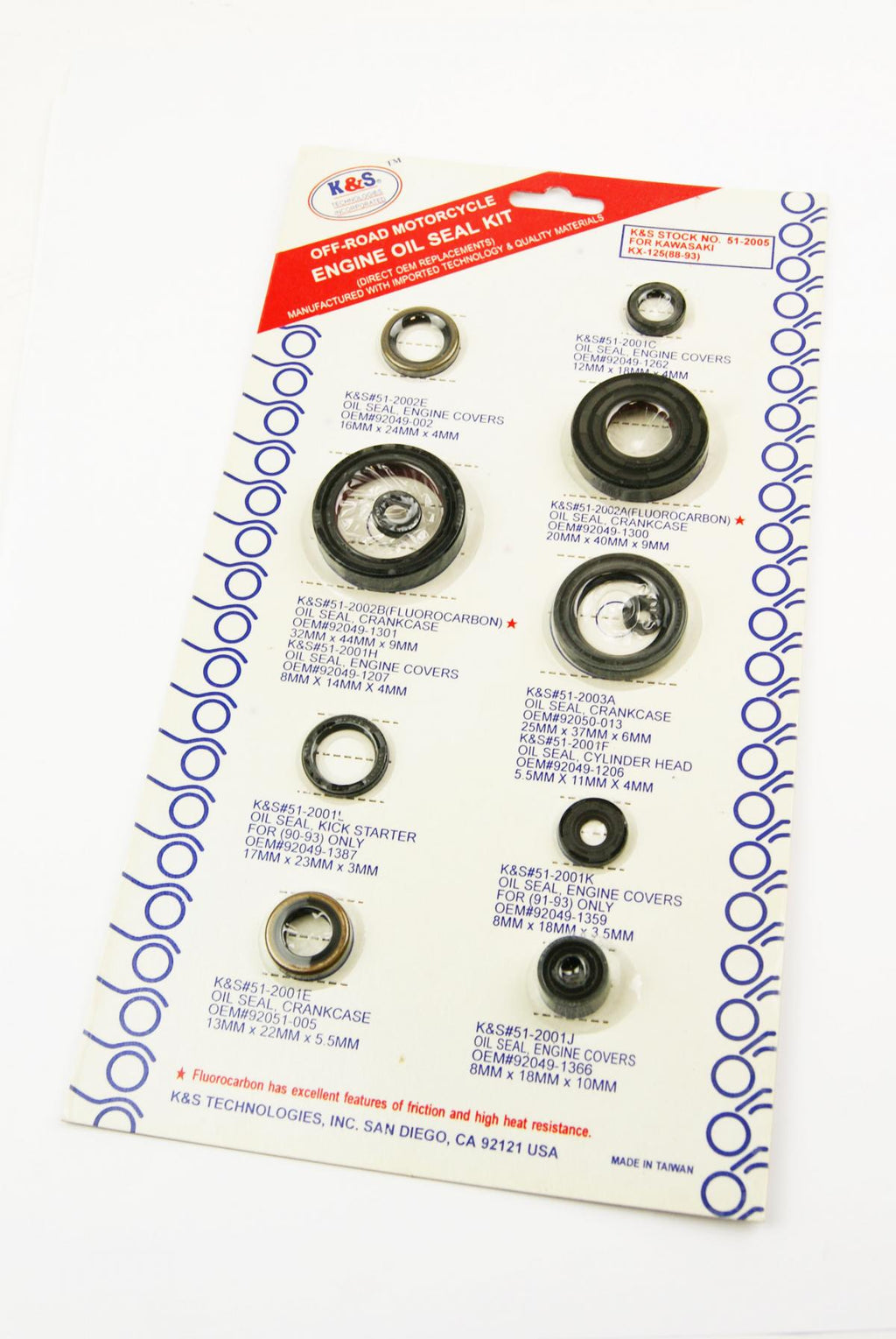 OIL SEAL SET 88-93 KX125 11PS K&S 51-2005