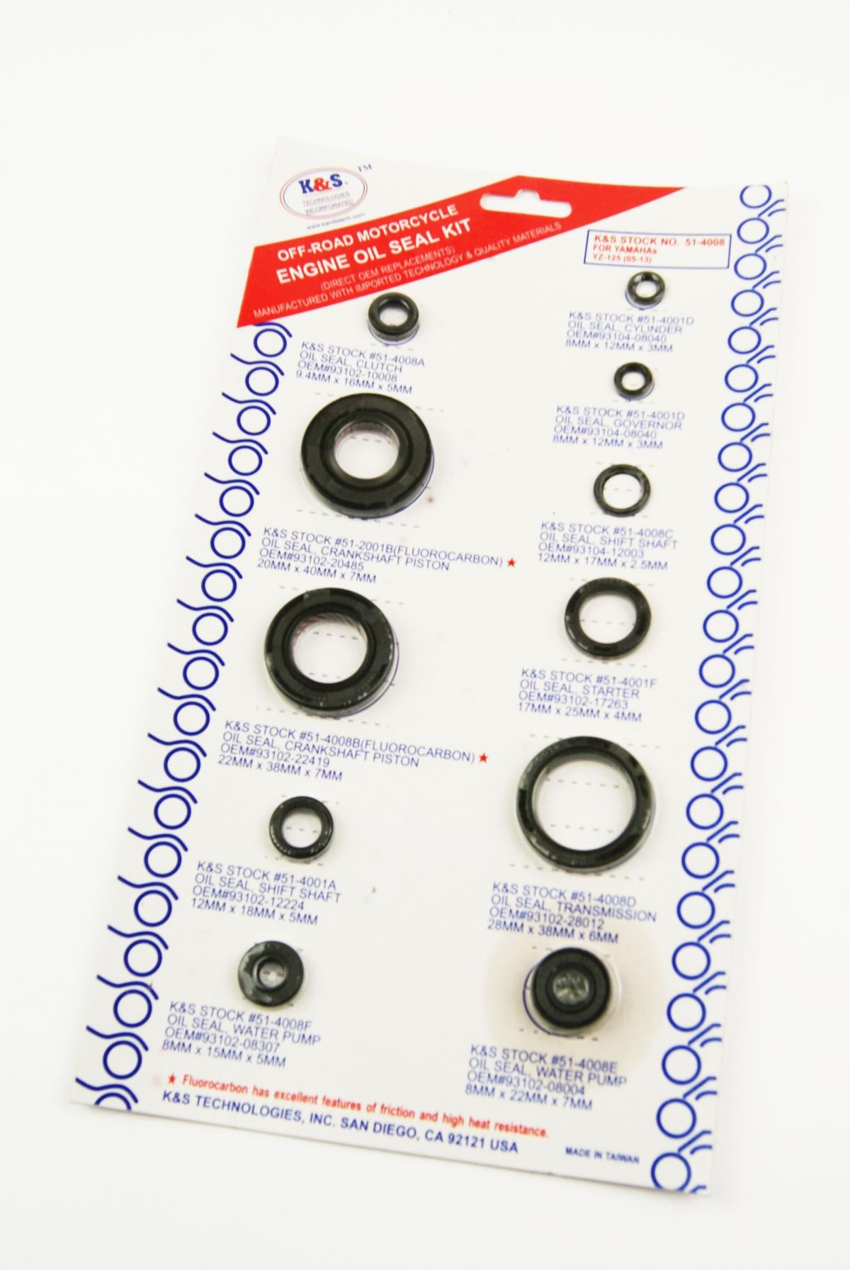 OIL SEAL SET ENGINE 05-19 YZ125, K&S 51-4008