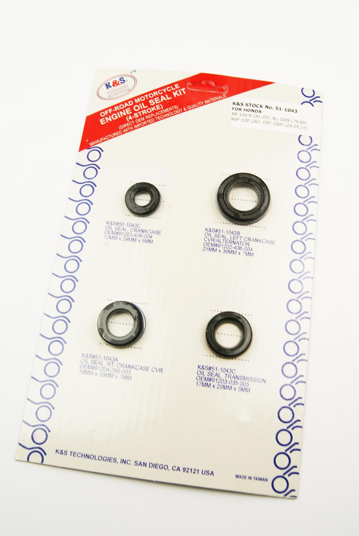 OIL SEAL SET XR100, XL100, CRF, CRF100F 04-12, NSF100 HONDA, 4 PIECE