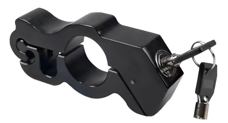 CNC ALUMINIUM HANDLEBAR GRIP LEVER LOCK – BLACK– ANTI THEFT SAFETY DEVICE