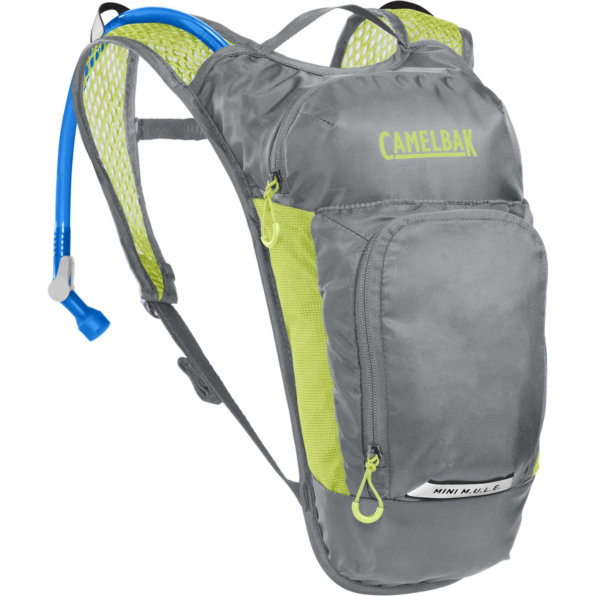 CAMELBAK KIDS' MINI M.U.L.E. HYDRATION PACK 3L WITH 1.5L RESERVOIR 2023: METAL GREY/GREEN CBKMMB5