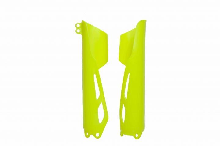 LOWER FORK GUARDS CRF-R/CRF-RX/CRF-X 19-25, NEON YELLOW RTECH R-PSCRFGF0019
