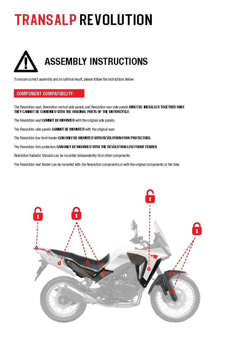 PLASTIC KIT WITH SEAT TRANSALP 750 R-TECH BLACK R-KITALP-NR0-024