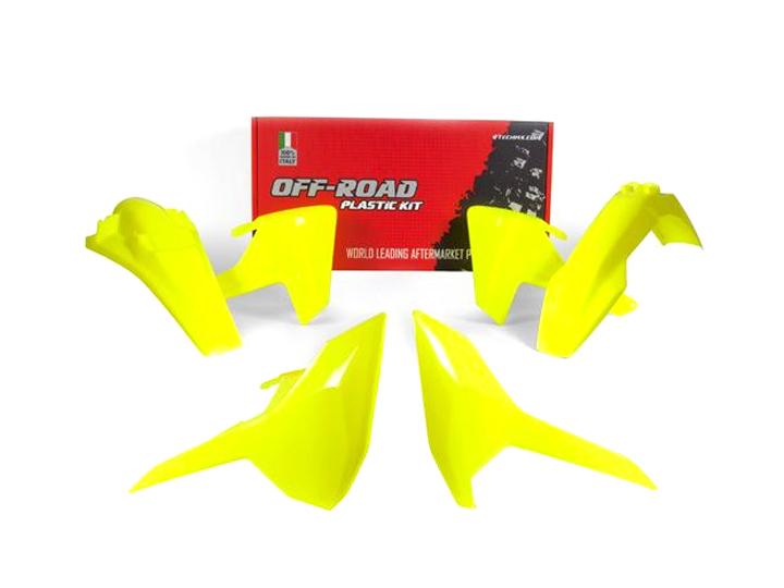 PLASTIC KIT 17-18 HUSKY TE/FE/TX, 4 PIECE ,COLOUR NEON YELLOW, RTECH R-KITHSQ-GF0-417