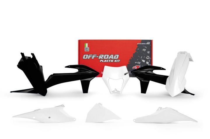 PLASTIC KIT/6 2020-23 EXC/EXC-F WHITE/BLACK, RTECH R-KITKTM-BN1-520, OEM SIX DAYS