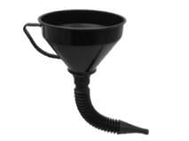 PLASTIC FLEXIBLE FUNNEL BLACK, 290MM LONG WITH FILTER MESH
