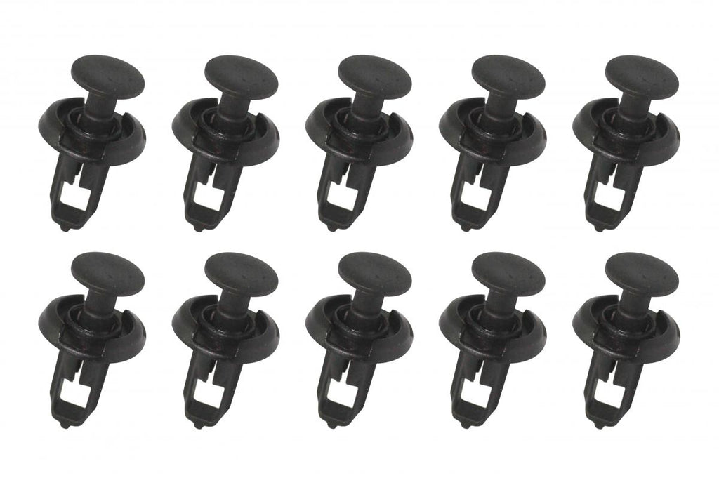 PACK-10 PLASTIC CENTER PUSH FENDER CLIPS RIVETS, 8mm x 20mm x 25mm