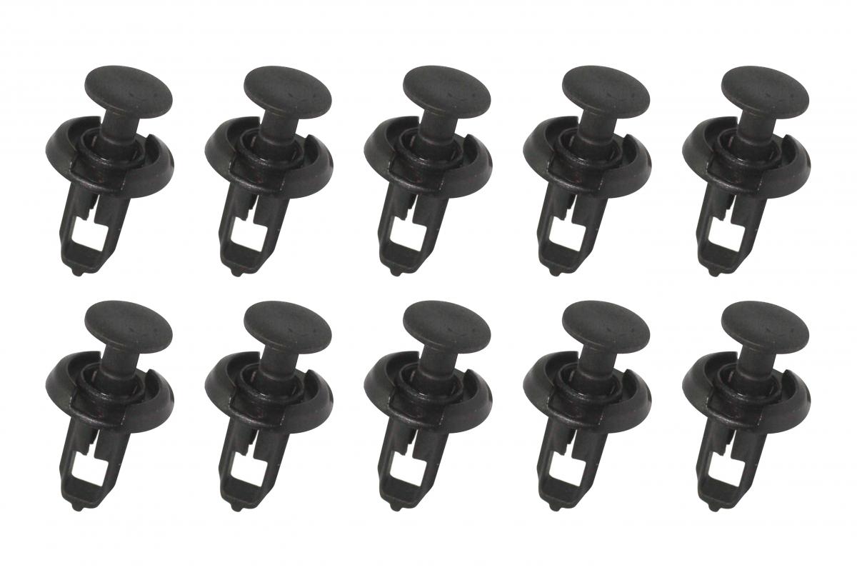 PACK-10 PLASTIC CENTER PUSH FENDER CLIPS RIVETS, 8mm x 20mm x 25mm
