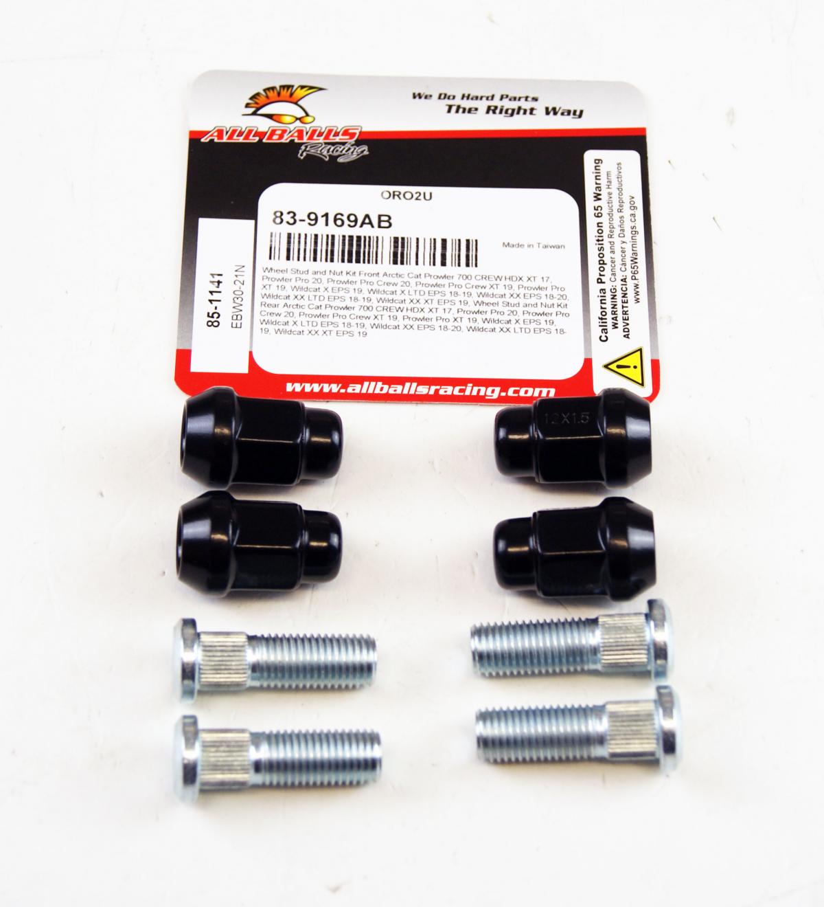 WHEEL NUTS & STUDS SET-4, ALLBALLS 85-1141, 1423-337, 2402-351, Arctic Cat Prowler 700 CREW HDX XT 17, Prowler Pro 20, Prowler Pro Crew 20, Prowler Pro Crew XT 19