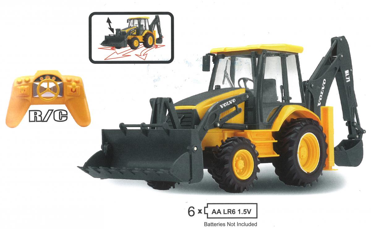 MODEL VOLVO BACKHOE LOADER, YELLOW & BLACK BL71 R/C, SCALE 1:18, NEWRAY 87913A