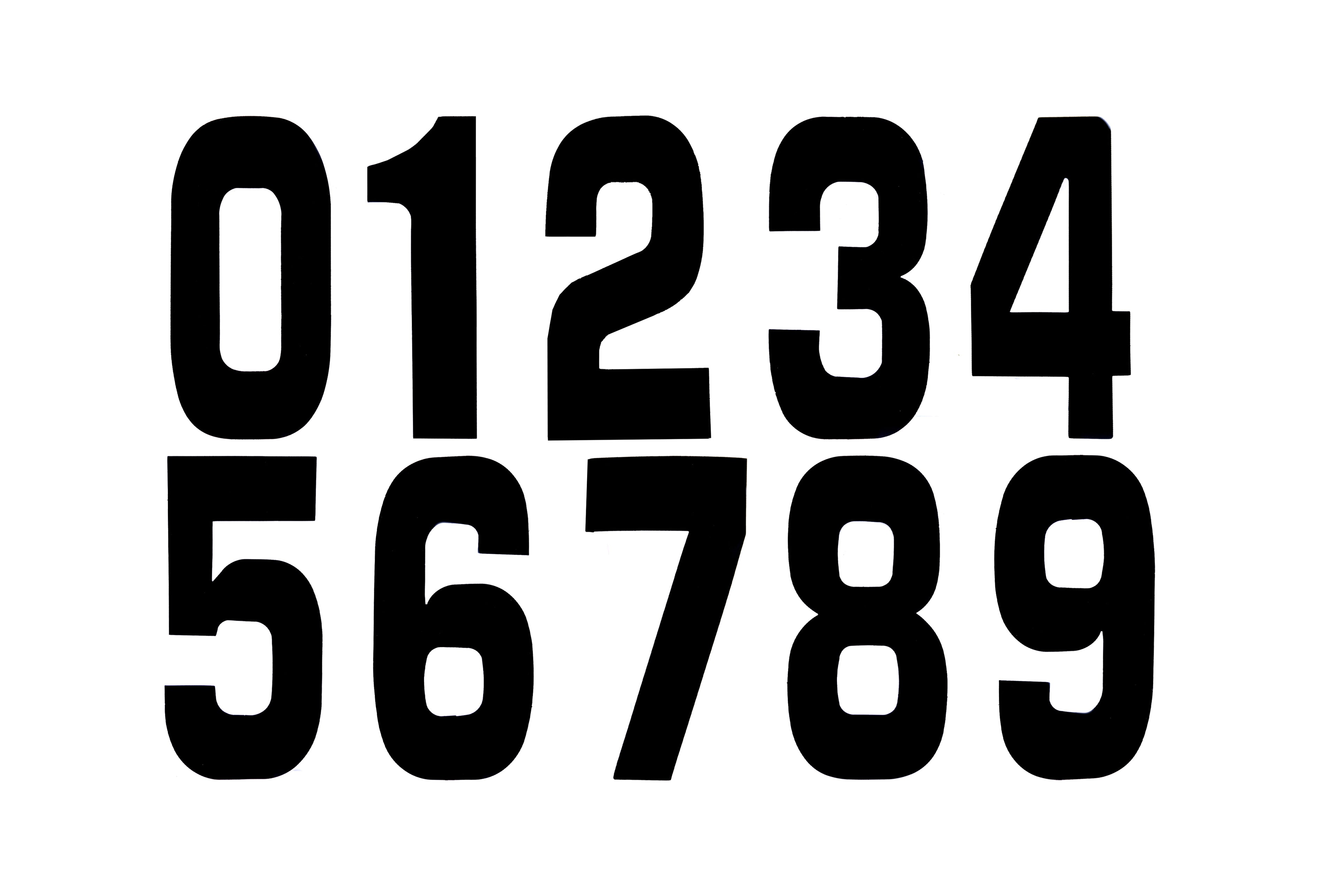 RACE NUMBERS - 0 1 2 3 4 5 6 7 8 9 - BLACK, 25 OF EACH NUMBER / 15cm 6 / PACK OF 250