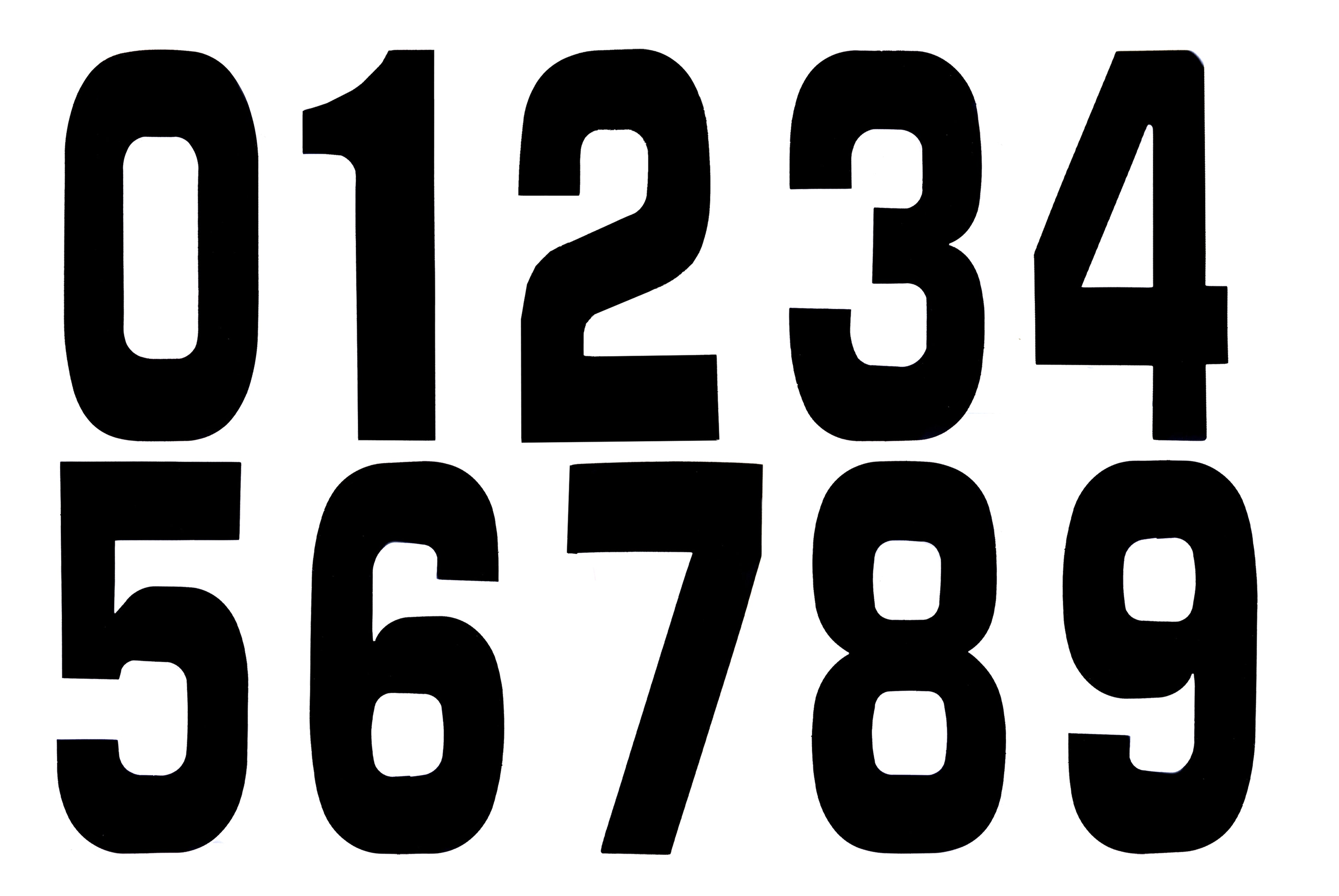 8 BLACK RACE NUMBERS 0-9, 10 OF EACH - PACK OF 100