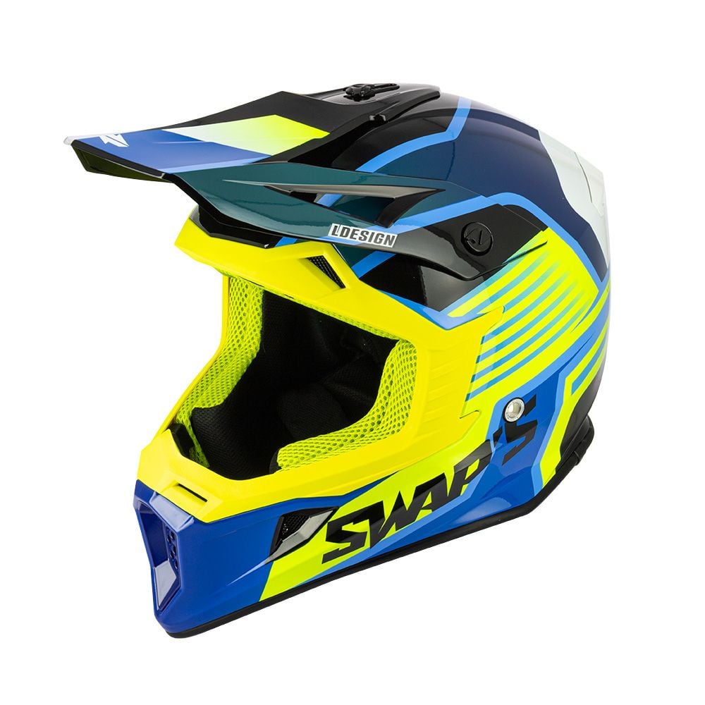 MOTOCROSS HELMET SWAPS S818 - SHINY FLUO YELLOW - SIZE S 55cm - 56cm