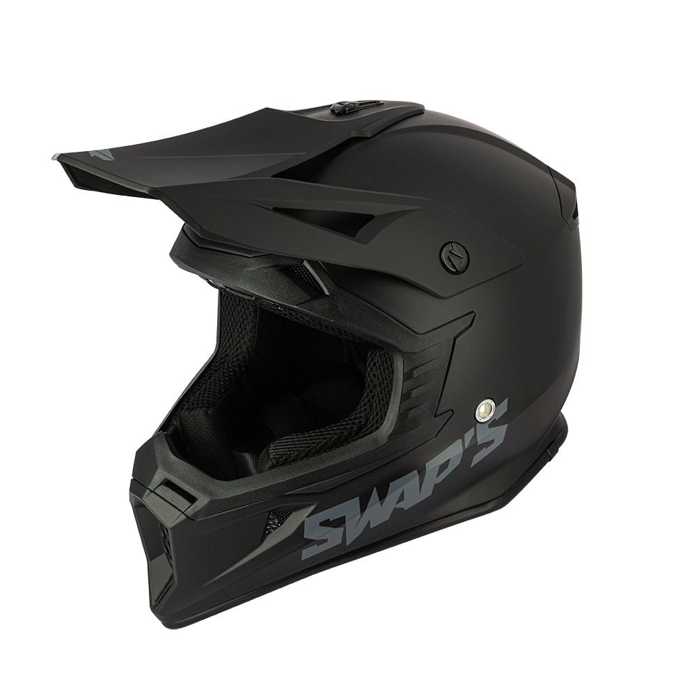 MOTOCROSS HELMET SWAPS S818 - MATT BLACK - SIZE XL 61cm - 62cm