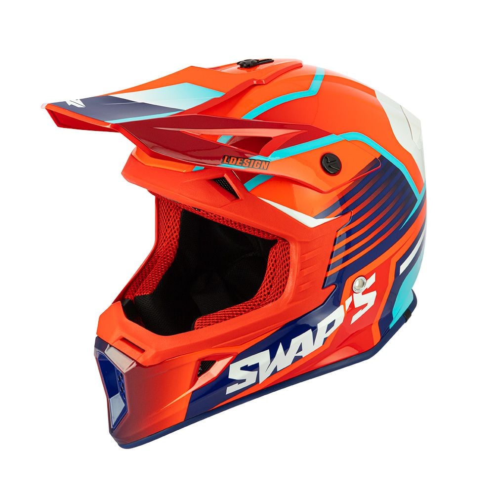 MOTOCROSS HELMET SWAPS S818 - SHINY RED BLUE WHITE - SIZE S 55cm - 56cm
