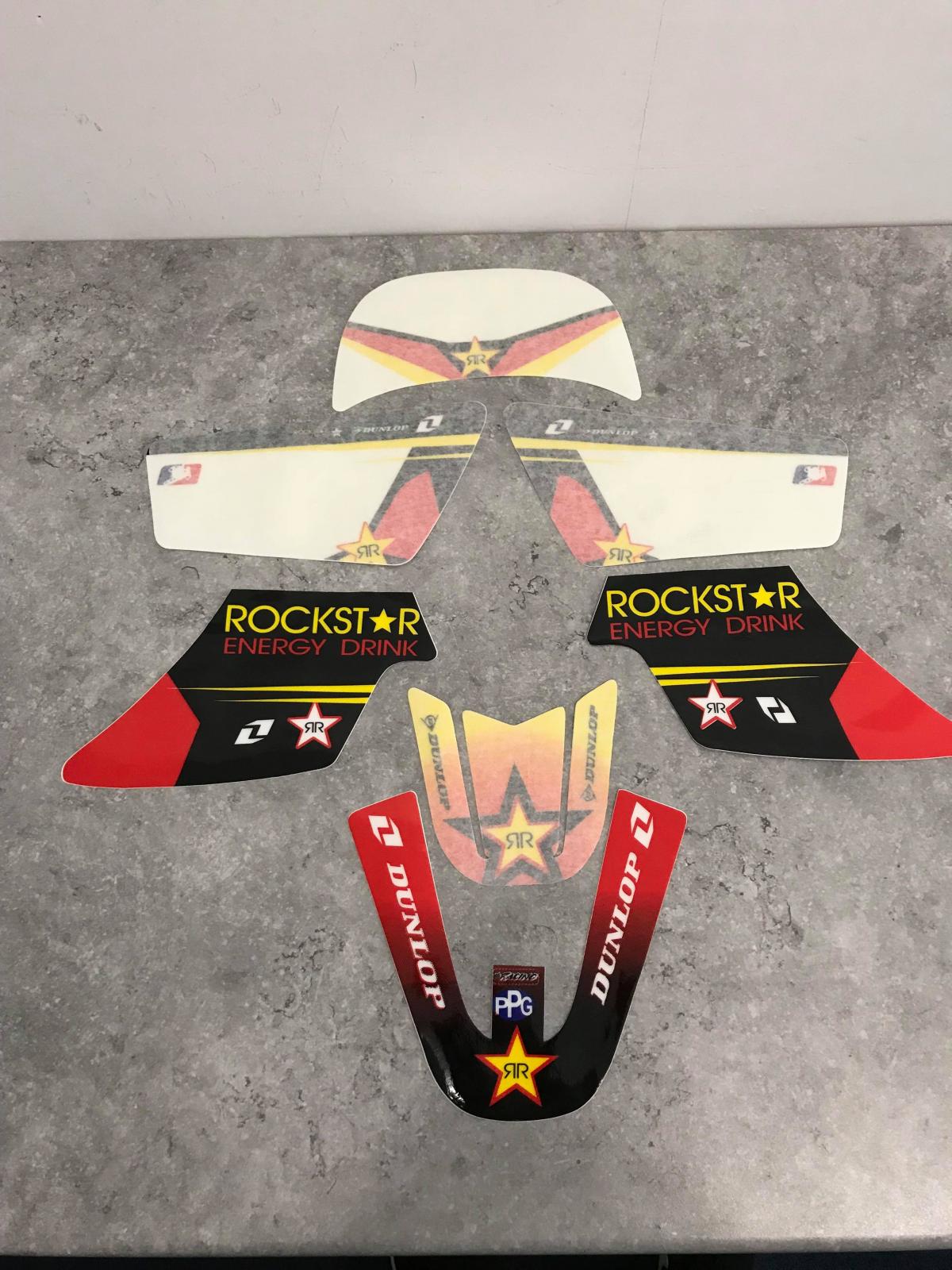 £3 +VAT NEEDS CUTTING, DECAL SET PW50 ROCKSTAR, RED/YELLOW/BLACK