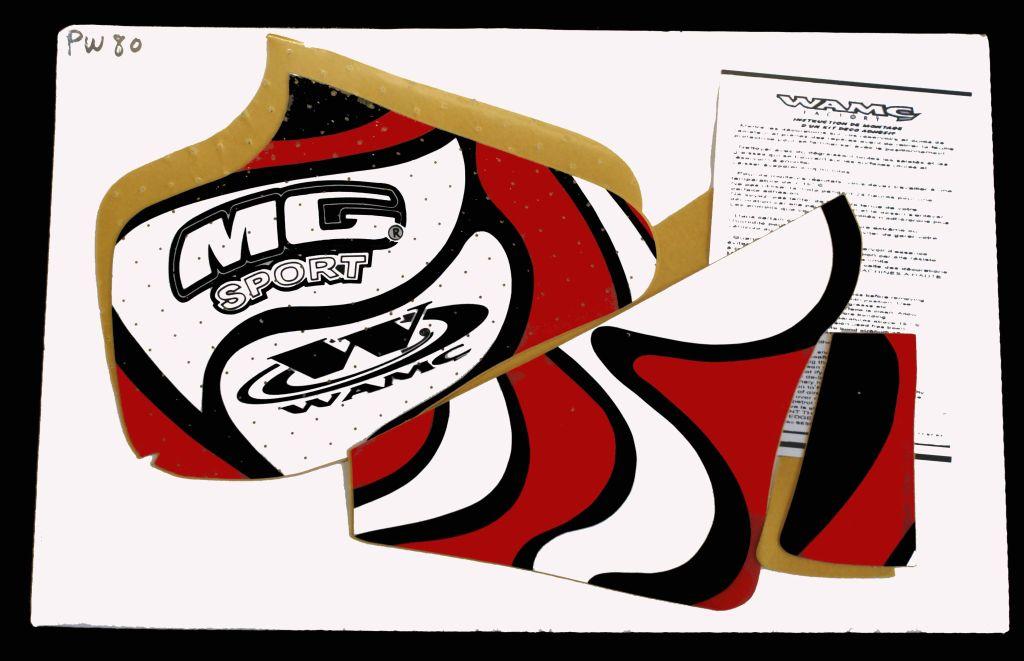 PW80 YAMAHA RED/BLACK/WHITE, DECAL KIT, RAD AND TANK