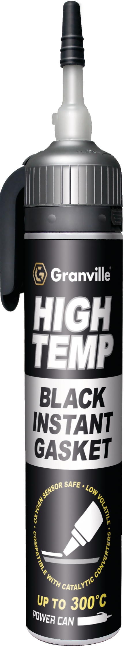 INSTANT GASKET SEALANT AEROSOL BLACK 200ML HIGH TEMPERATURE 300°C SILICONE GRANVILLE 0458