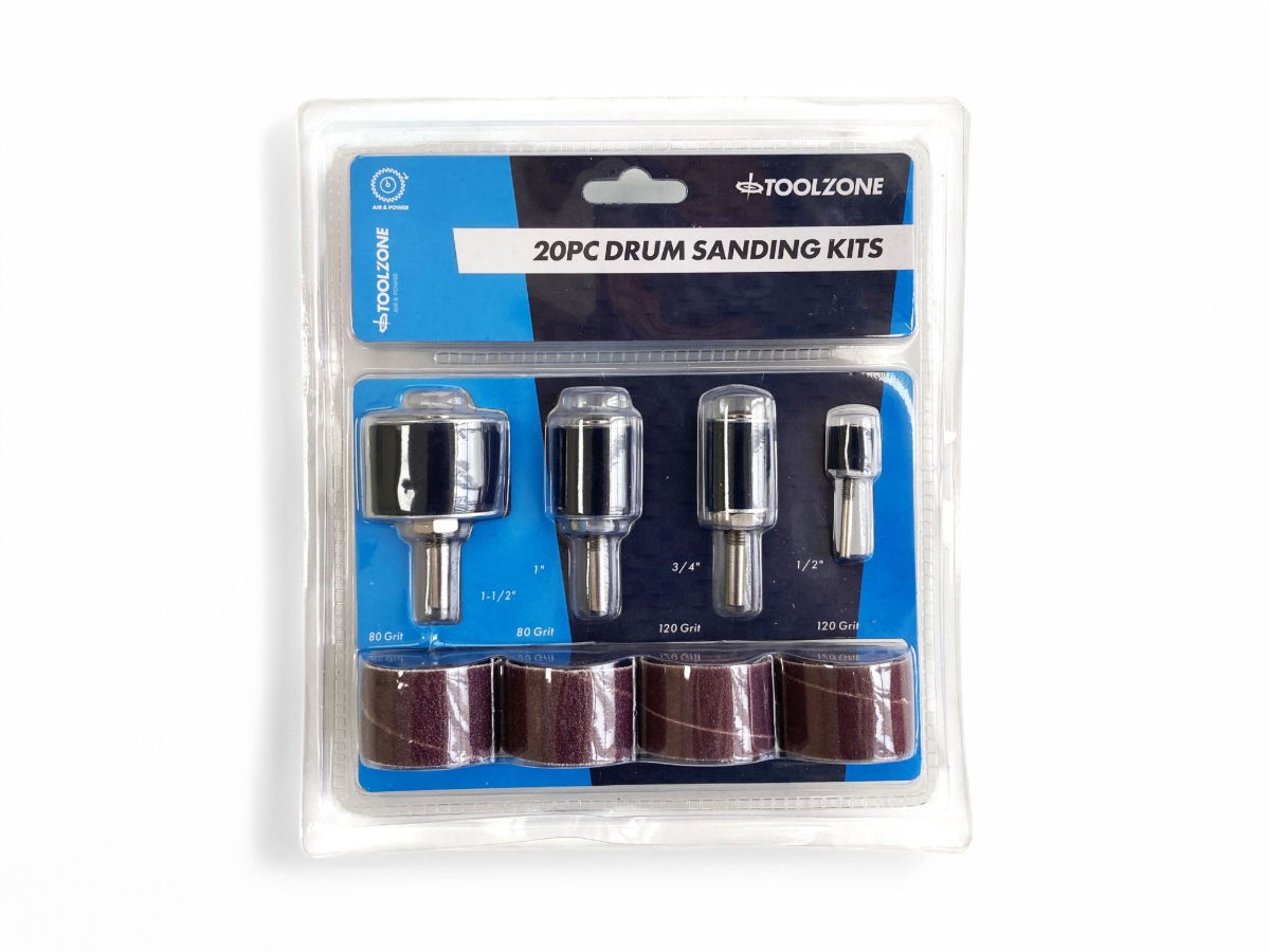 DRUM SANDING KIT 20 PIECES 0.5 0.75 1.0 1.25 80 120 GRIT - TOOLZONE KDPAB144