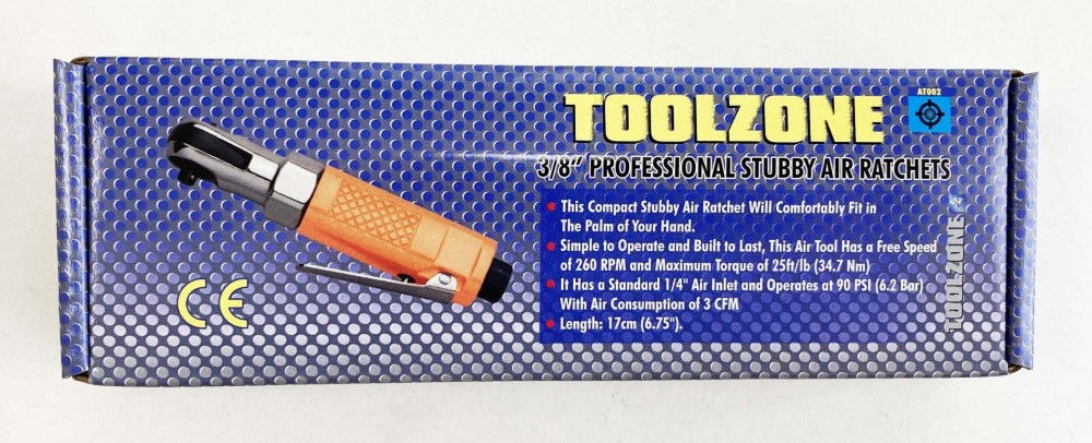 AIR RATCHET STUBBY 3/8 DRIVE ORANGE - TOOLZONE KDPAT002