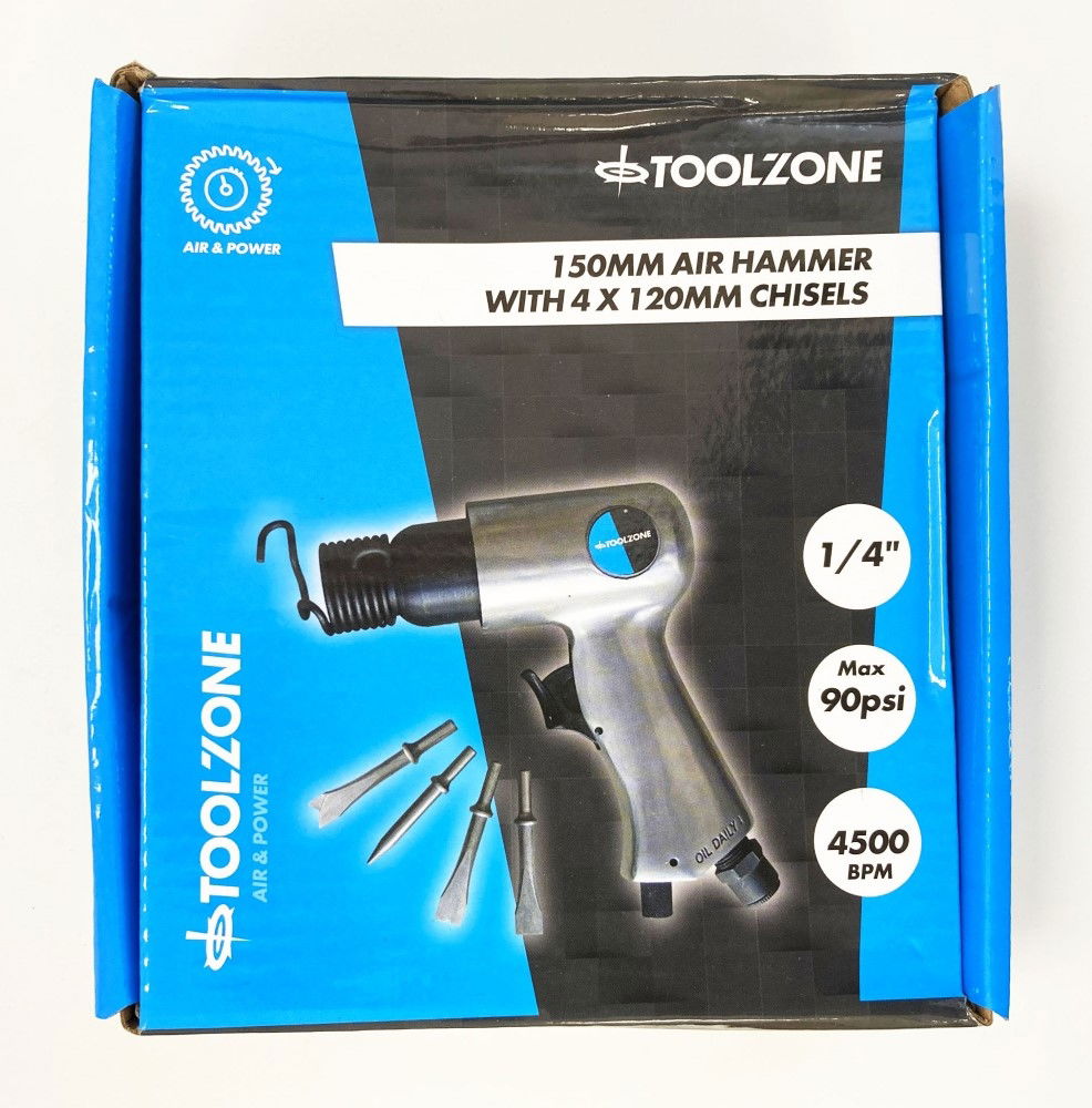 AIR HAMMER KIT WITH FOUR 120mm CHISELS - TOOLZONE KDPAT010