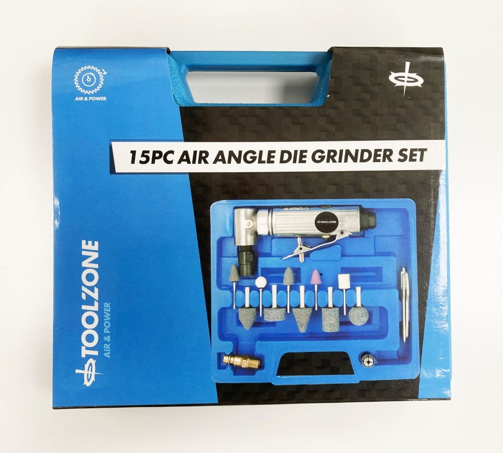 ANGLE AIR DIE GRINDER 15 PIECES 1/4 CHUCK - TOOLZONE KDPAT020
