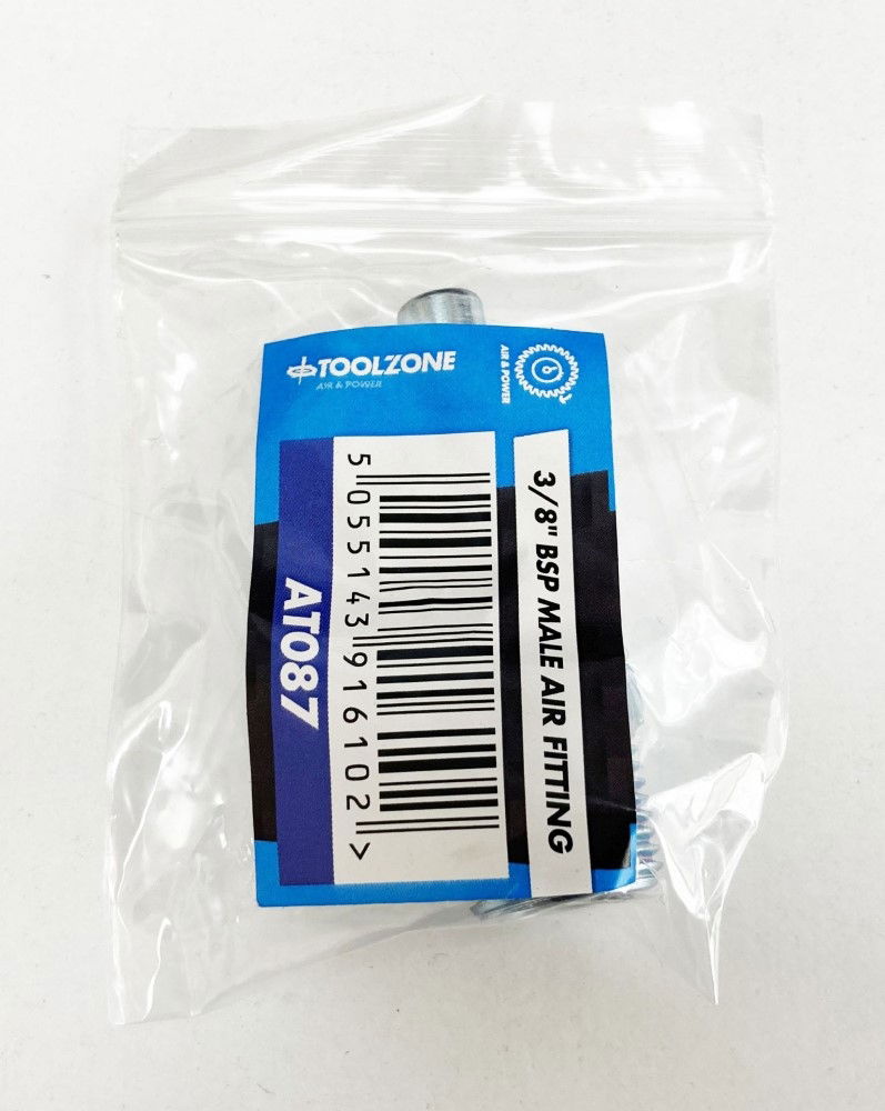 AIR FITTING 3/8 bsp MALE ZINC PLATED STEEL SUITABLE FOR pcl FITTINGS - TOOLZONE KDPAT087