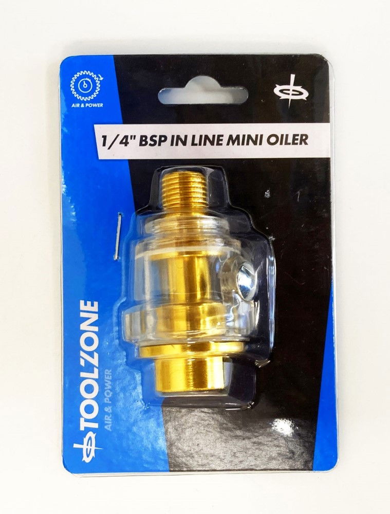 MINI IN LINE OILER 1/4 bsp FOR AIR TOOLS INCLUDES CONDENSATION VALVE - TOOLZONE KDPAT096