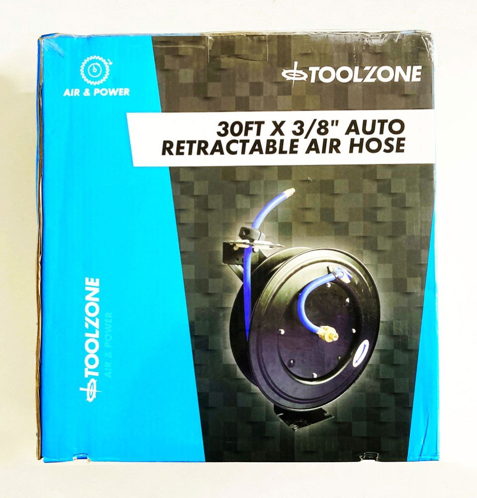 RETRACTABLE AIR HOSE 30ft 3/8 WORKING PRESSURE 300psi AUTO REWIND - TOOLZONE KDPAT102