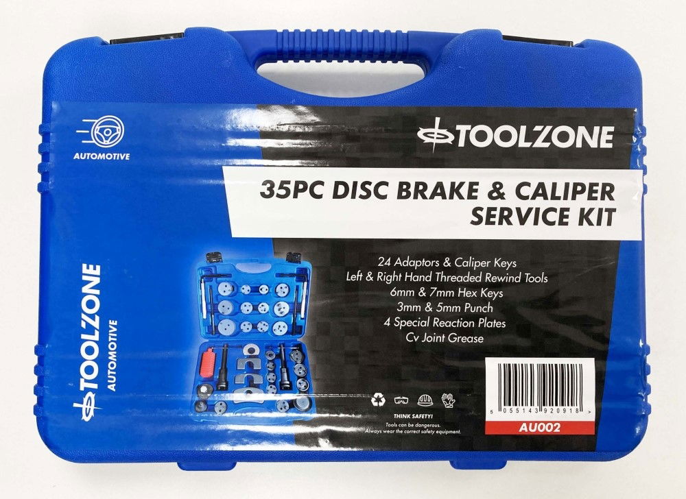 DISC BRAKE AND CALIPER SERVICE KIT 35pc INCLUDES 24 ADAPTORS - TOOLZONE KDPAU002