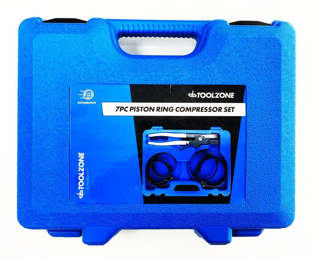 PISTON RING COMPRESSOR SET 7pc 73-111mm WITH PLIER - TOOLZONE KDPAU007