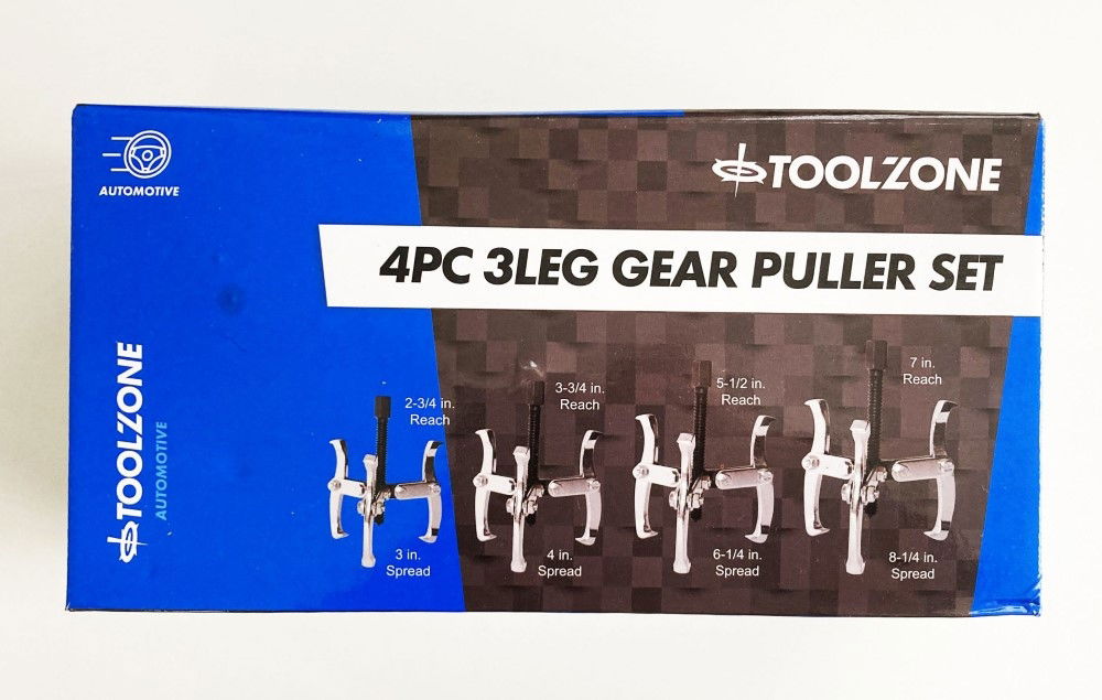 GEAR PULLER SET 4pc 3 LEG 3/4/6/8 REVERSIBLE JAWS - TOOLZONE KDPAU013