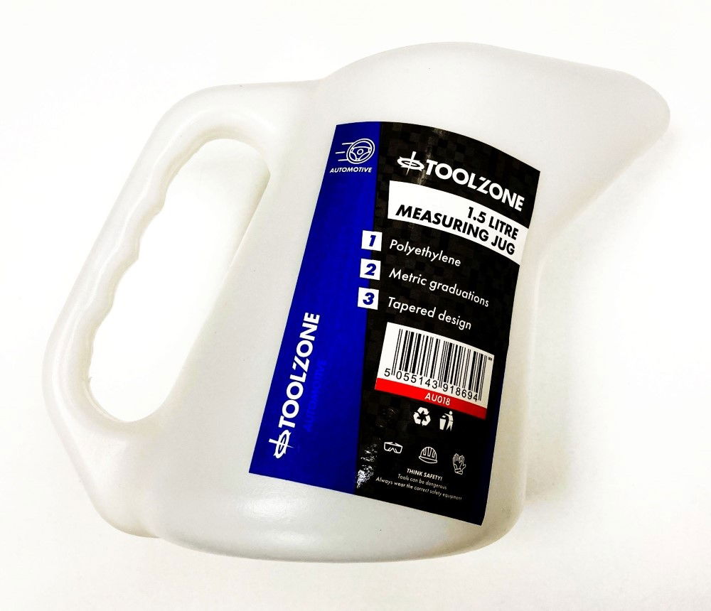MEASURING JUG 1.5 litre TAPERED POLYETHYLENE WITH FIXED SPOUT - TOOLZONE KDPAU018