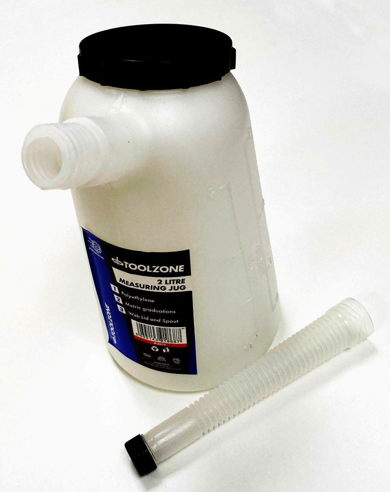 MEASURING JUG 2 litre WITH LID AND FLEXIBLE SPOUT POLYETHYLENE - TOOLZONE KDPAU019