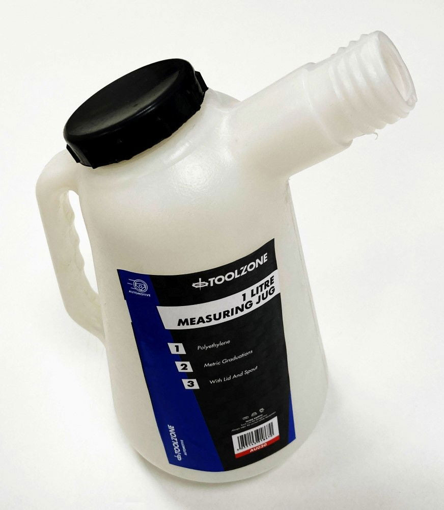 MEASURING JUG 1 litre WITH LID AND FLEXIBLE SPOUT POLYETHYLENE - TOOLZONE KDPAU020
