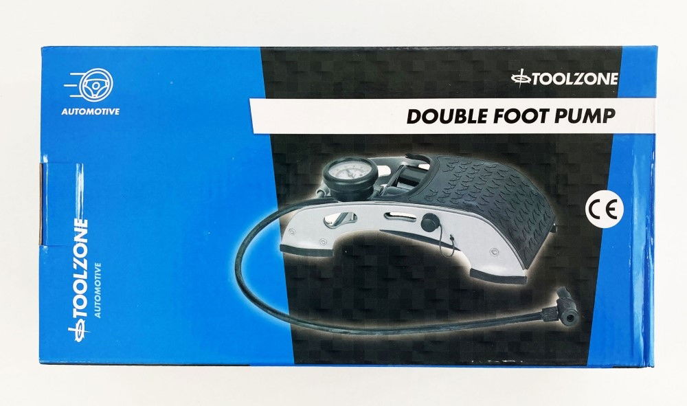 DOUBLE FOOT PUMP HEAVY DUTY WITH GAUGE AND 24 HOSE - TOOLZONE KDPAU029