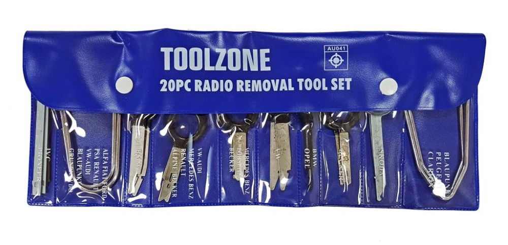 RADIO REMOVAL TOOL SET 20pc FOR CAR STEREO - TOOLZONE KDPAU041