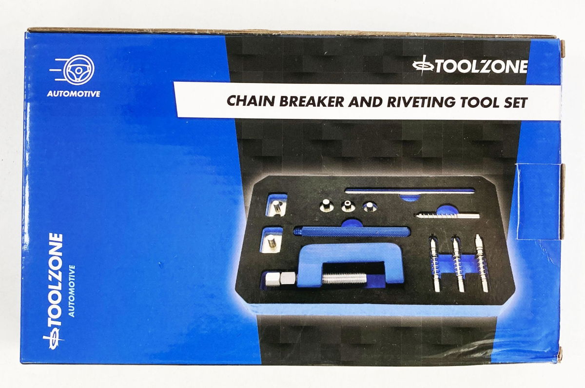 CHAIN BREAKER AND RIVETING TOOL FOR MOTORCYCLE DRIVE CHAINS 3-5mm - TOOLZONE KDPAU052