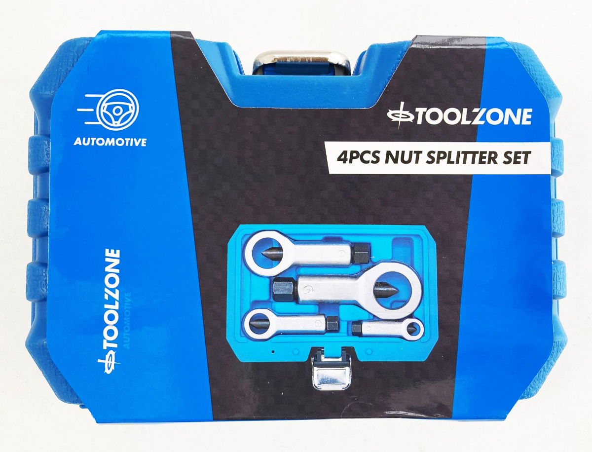 NUT SPLITTER SET 4pc 9-36mm CHROME STEEL WITH CASE - TOOLZONE KDPAU062