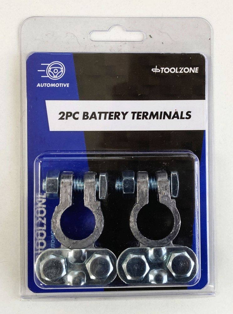 BATTERY TERMINAL CLAMPS 2pc WITH NUTS AND BOLTS - TOOLZONE KDPAU069