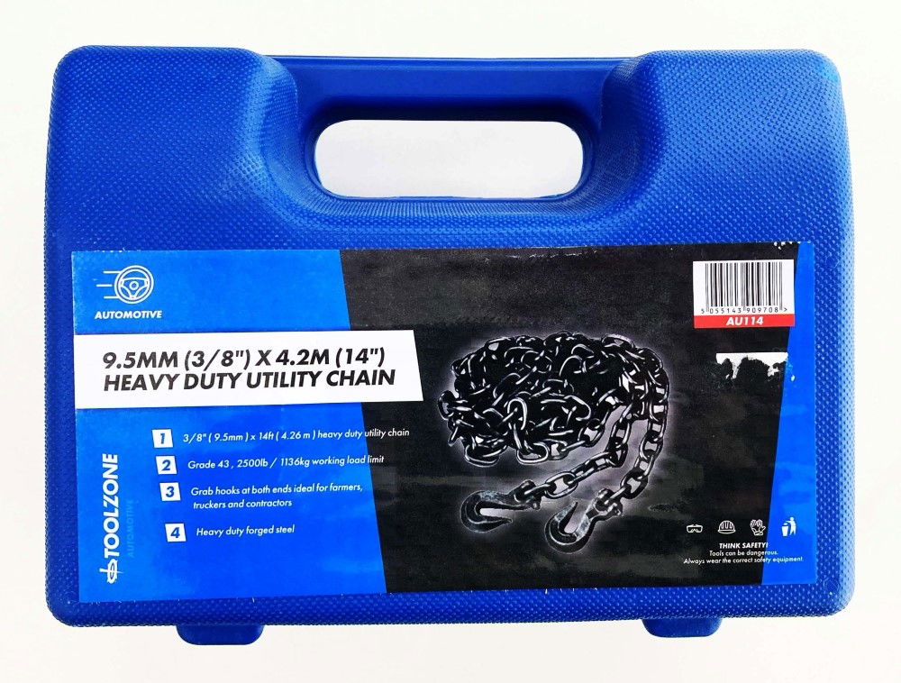 TOWING CHAIN 14ft x 3/8 WITH HOOKS - TOOLZONE KDPAU114