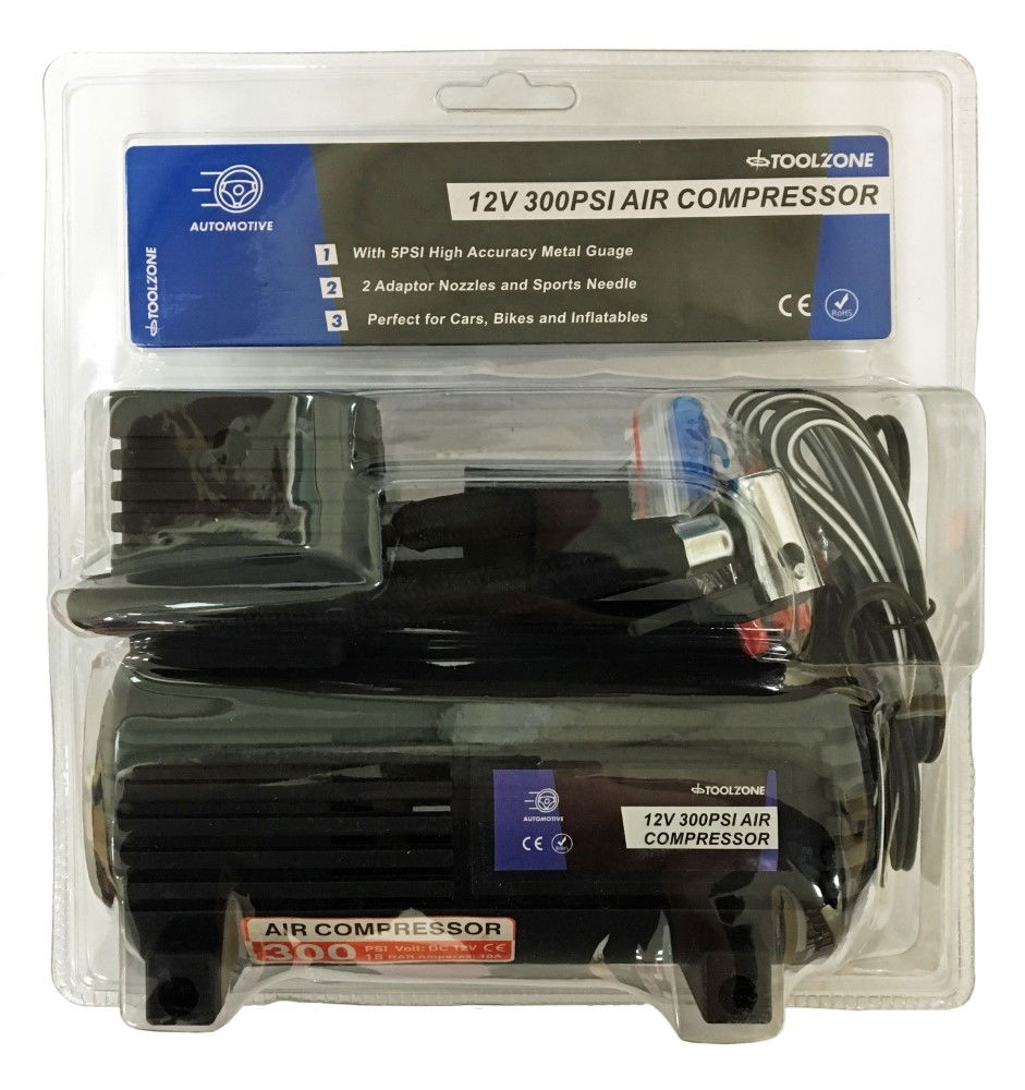 AIR COMPRESSOR 12v 300psi METAL GAUGE - TOOLZONE KDPAU121