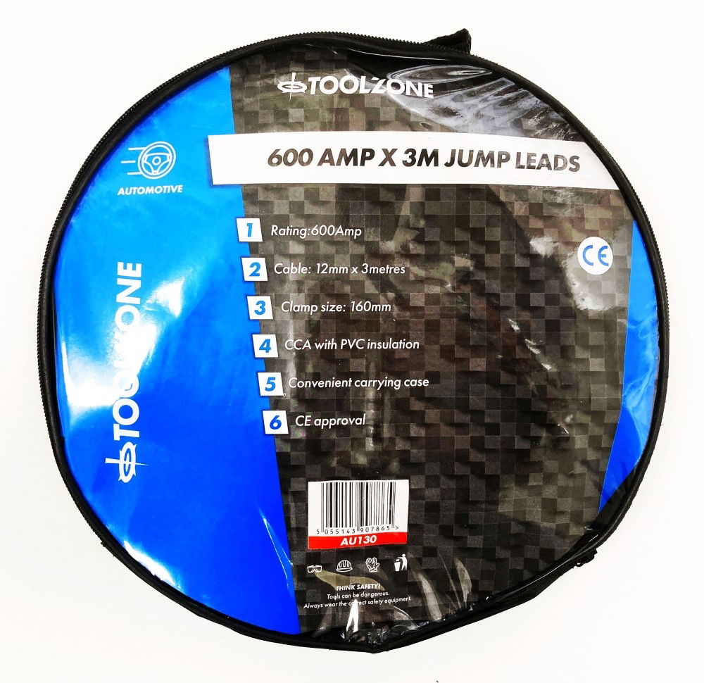 JUMP LEADS 600amp 3.6m WITH ZIP CASE - TOOLZONE KDPAU130