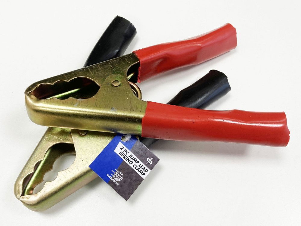 JUMP LEAD CLIPS 2pc FITS WIRES UP TO 14mm LENGTH 180mm - TOOLZONE KDPAU131