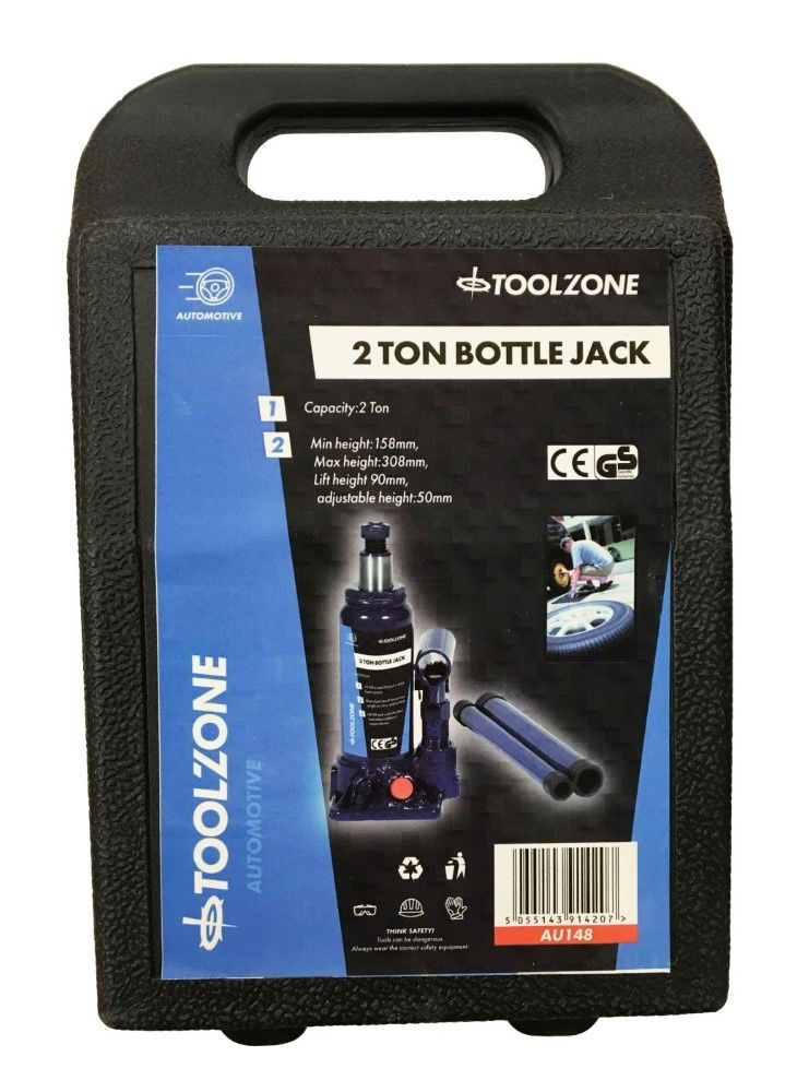 BOTTLE JACK 2 TON min height 160mm max height 308mm - TOOLZONE KDPAU148